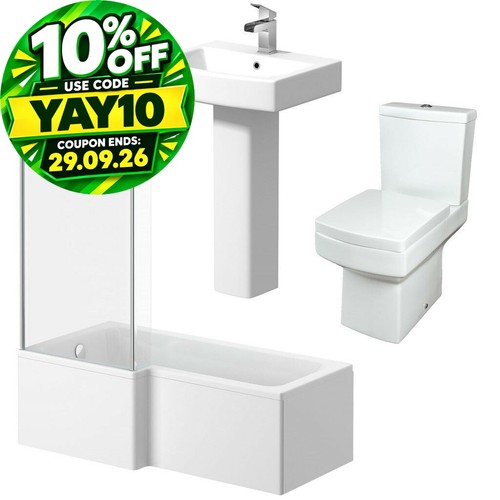 Bathroom suite shaped bath - bathroom,