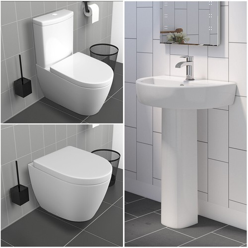 Close coupled toilet - toilet, wall