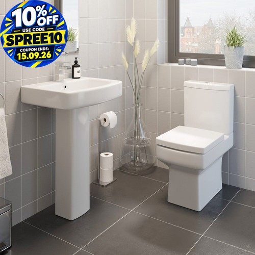 Close coupled toilet and basin - close,